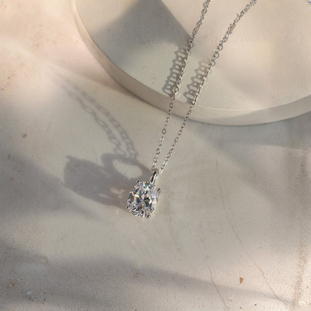 2ct Oval Moissanite Necklace in 925 Sterling Silver | D Color VVS