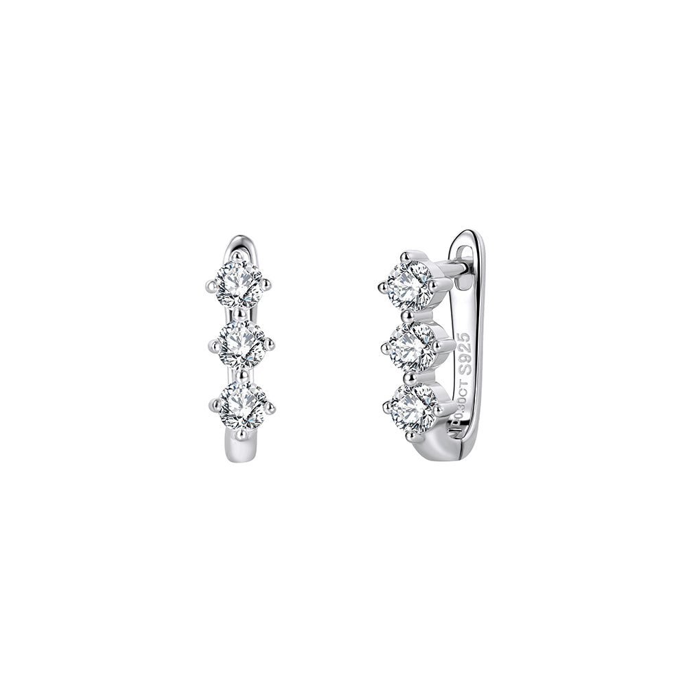 Trinity Moissanite Huggies Earrings
