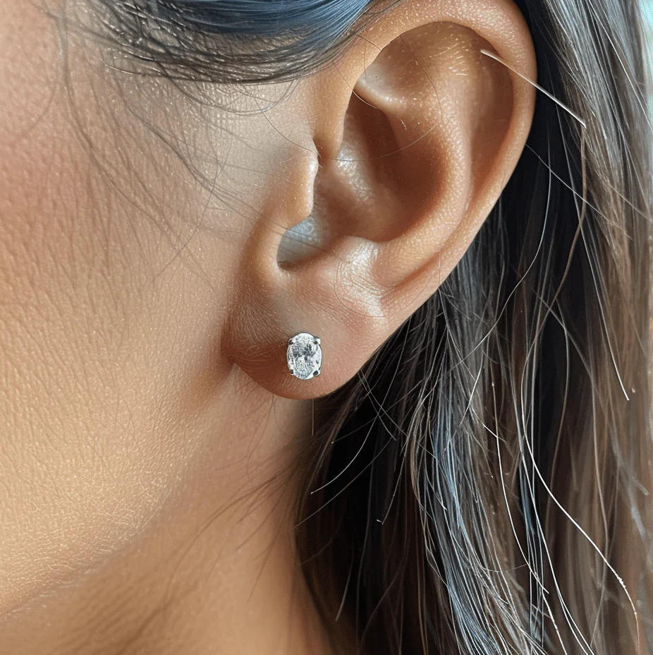 4ctw Oval-Cut Moissanite Stud Earrings