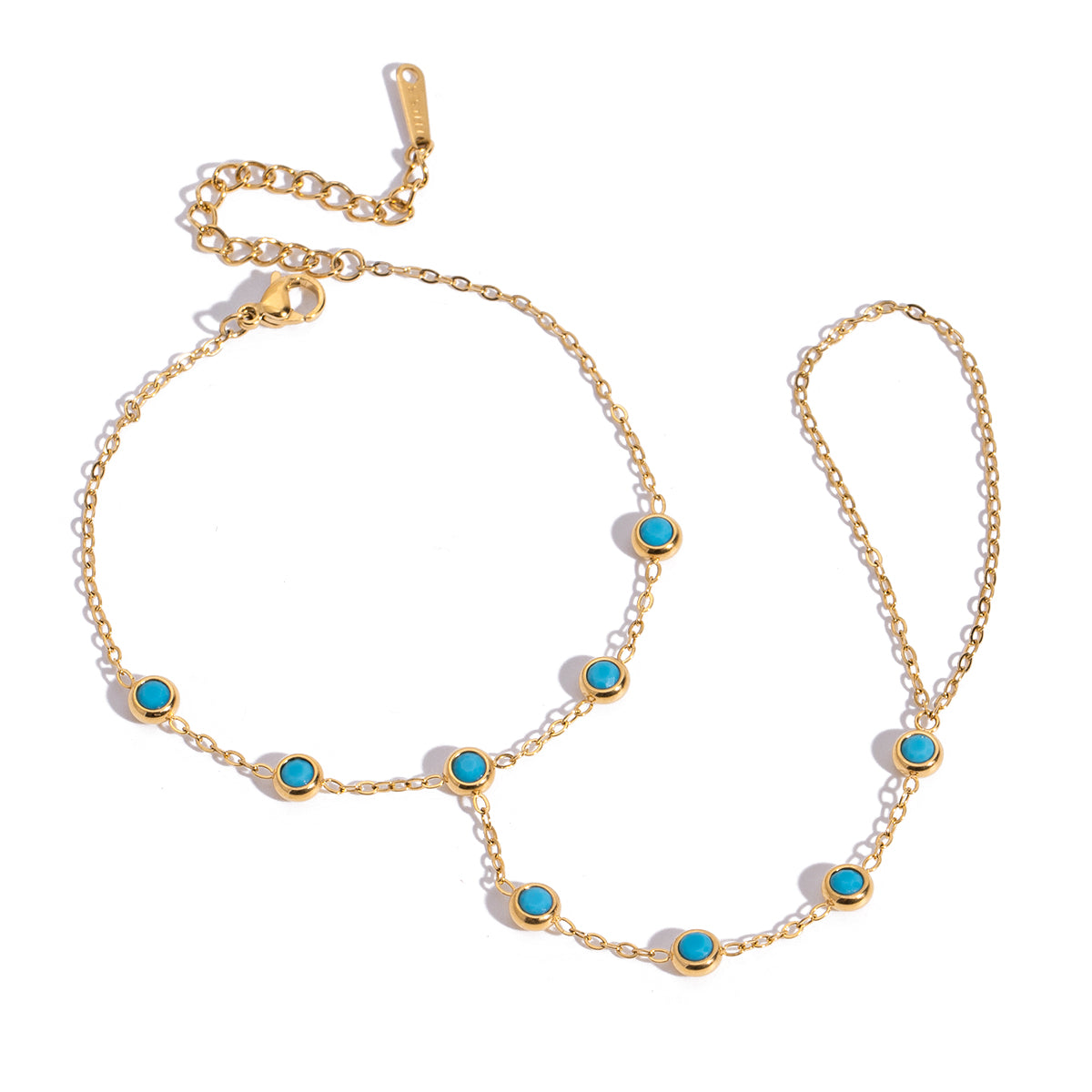 Carinae – Three-Layer Turquoise CZ Hand & Finger Bracelet, 18K Gold Finish