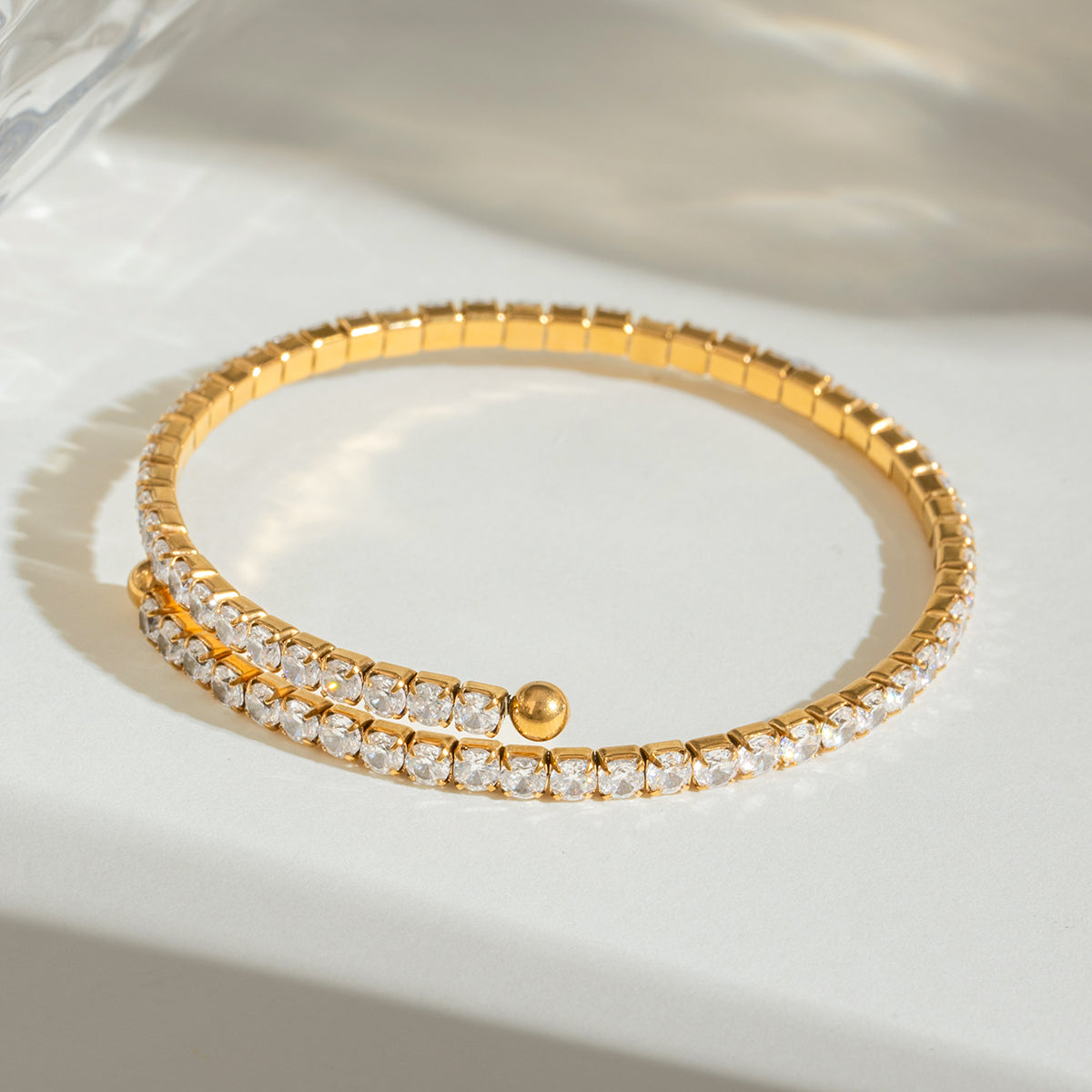 Cazira – White CZ Full Zircon Bracelet, 18K Gold Finish
