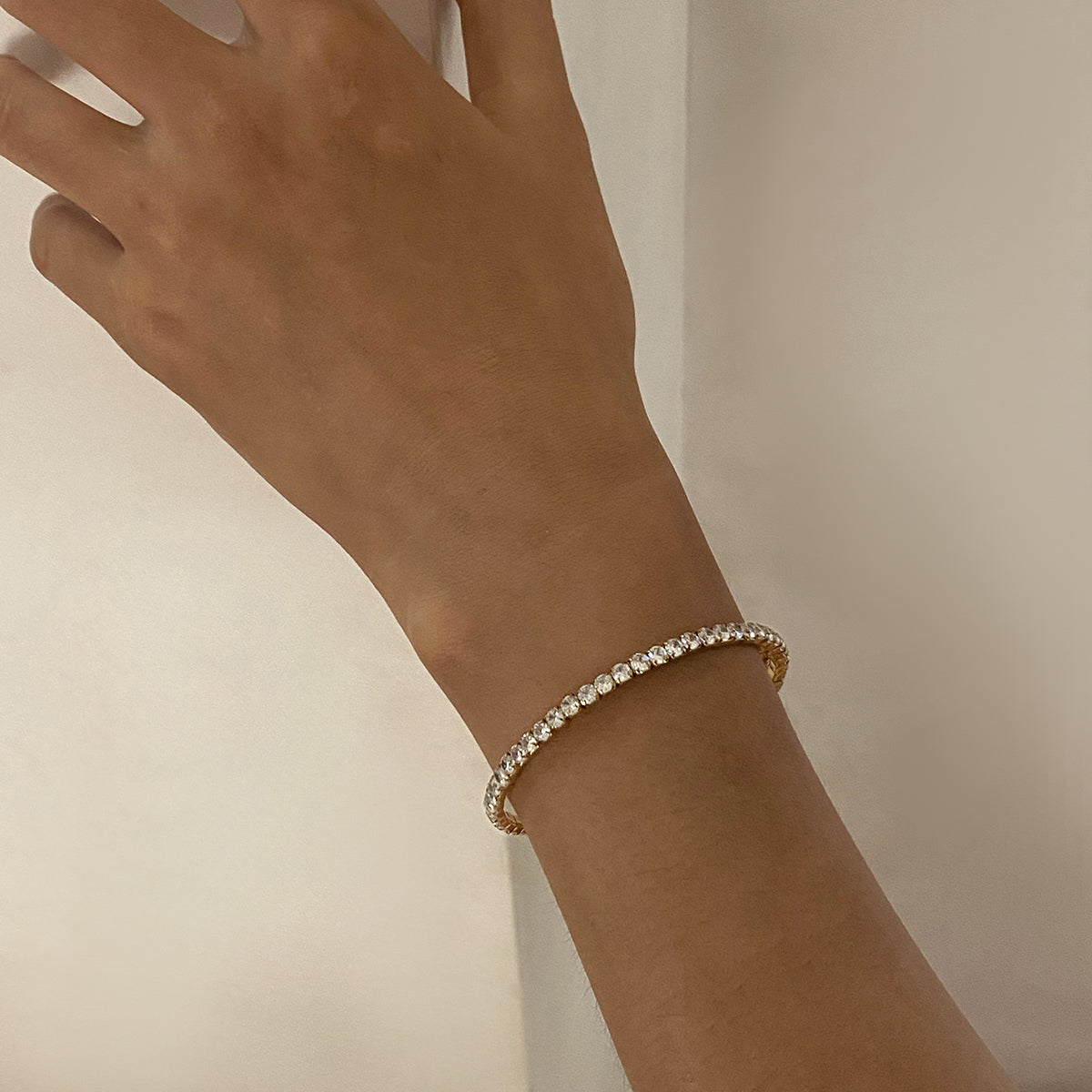 Cazira – White CZ Full Zircon Bracelet, 18K Gold Finish