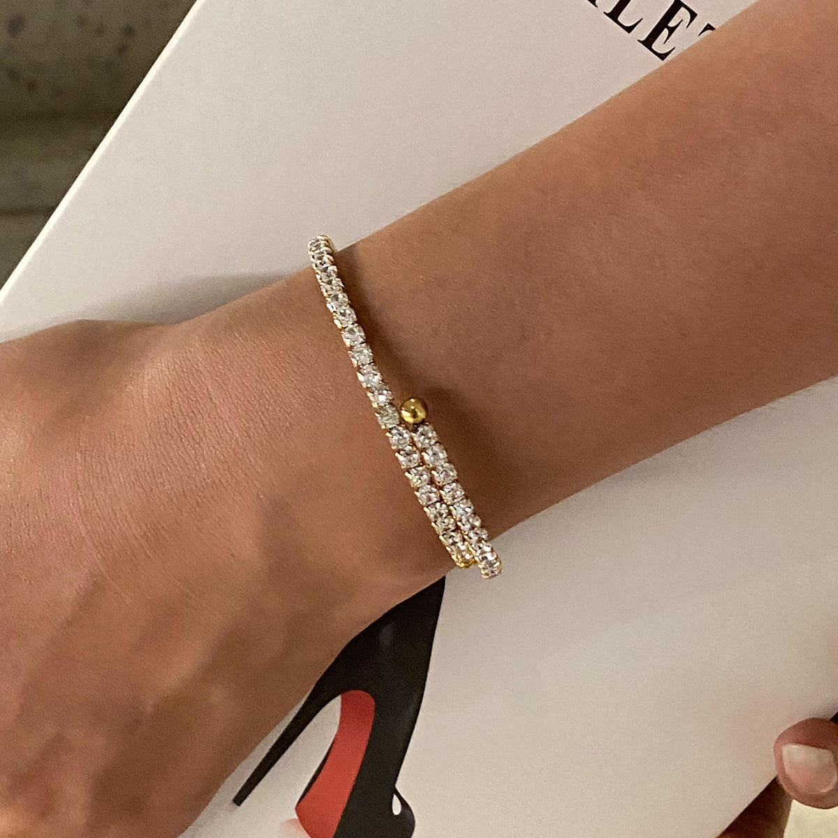 Cazira – White CZ Full Zircon Bracelet, 18K Gold Finish