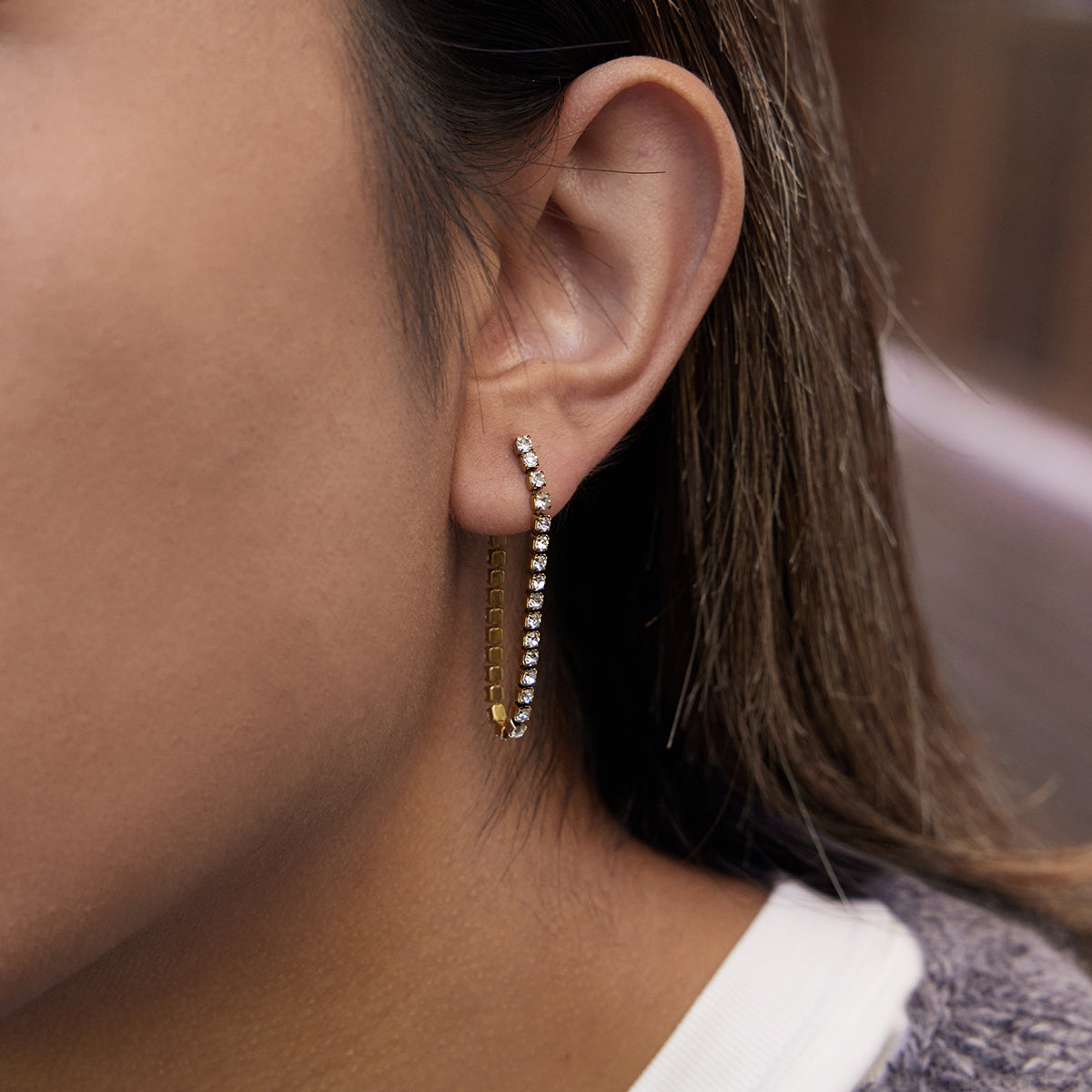 Cerys – Elegant White CZ Drop Earrings, 18K Gold Finish