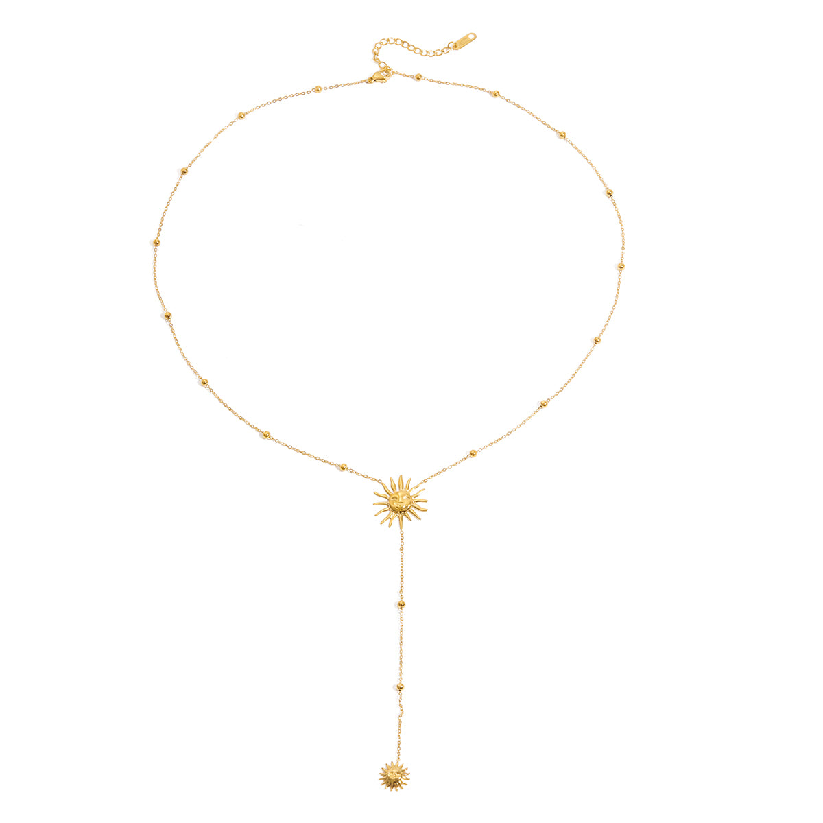 Calysa – Oval Sun Pendant Necklace, 18K Gold Finish