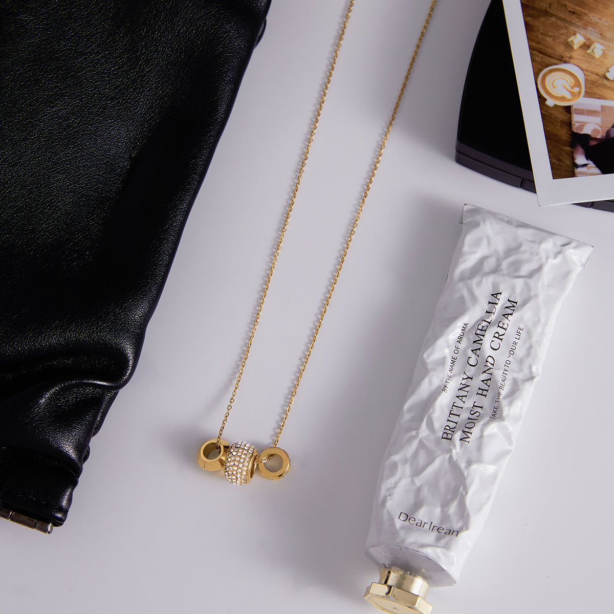 Canara – Three-Bead CZ Charm Necklace, 18K Gold Finish