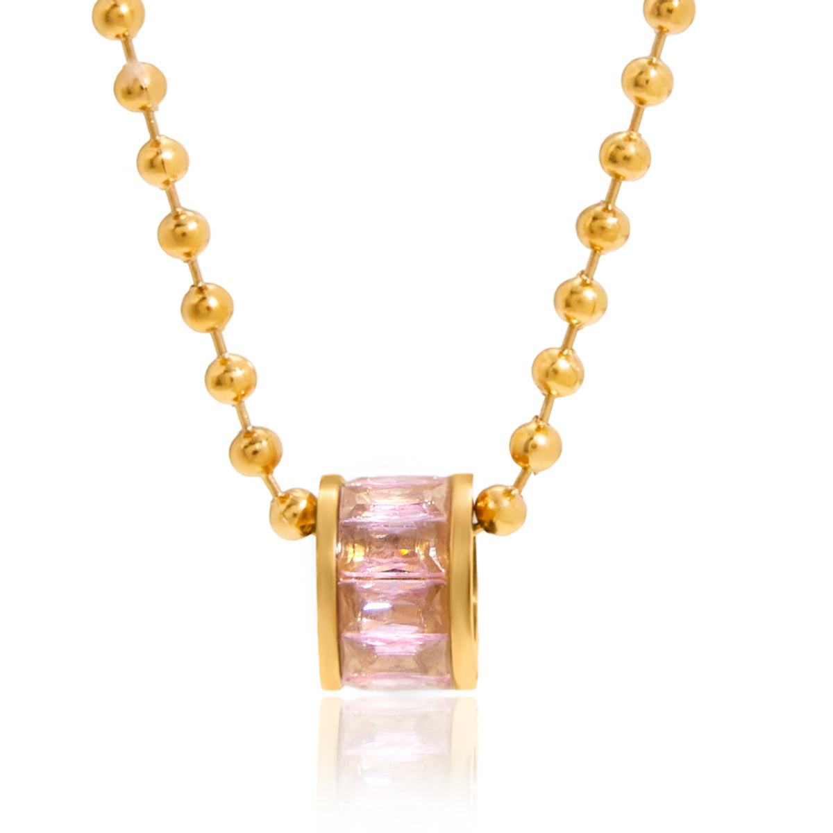 Carissa – Pink CZ Necklace, 18K Gold Finish