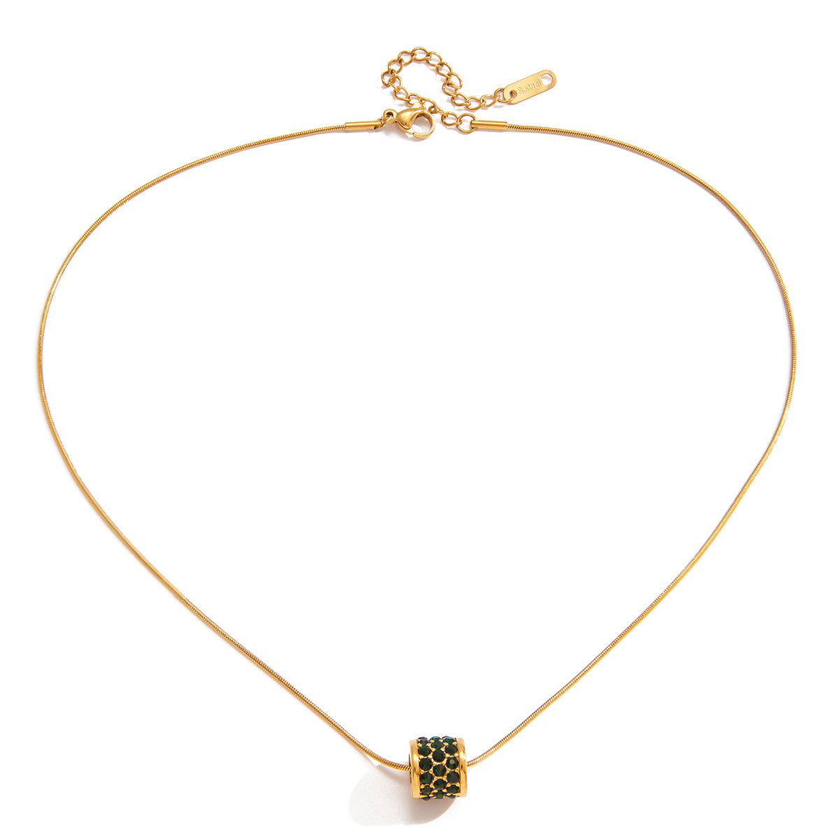 Crest – One-Bead Heart CZ Charm Necklace, 18K Gold Finish
