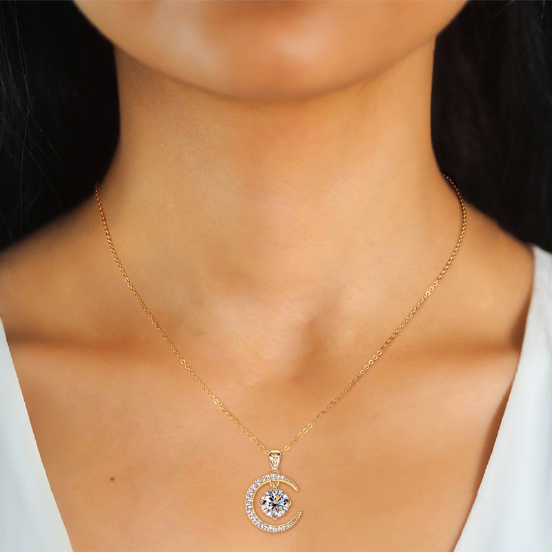 Layluna 2CT Moissanite Crescent Necklace