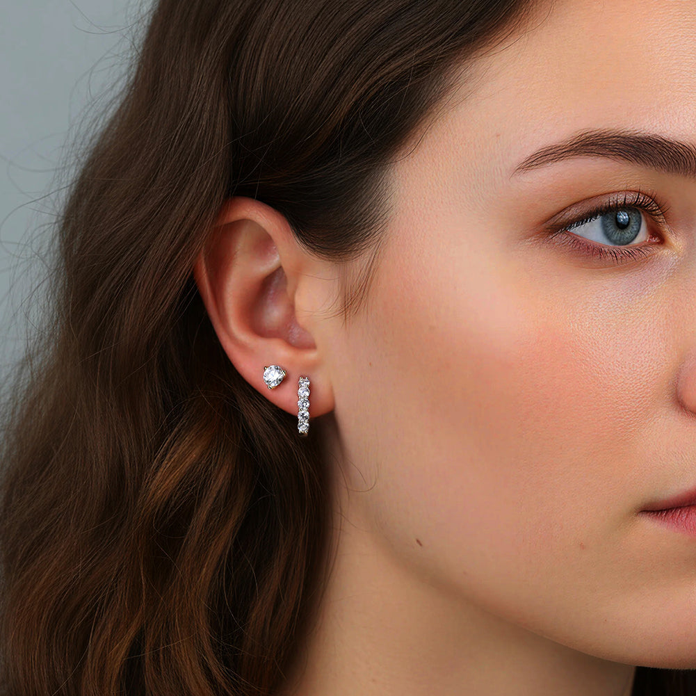 Everyday Wave Moissanite Huggies Earrings