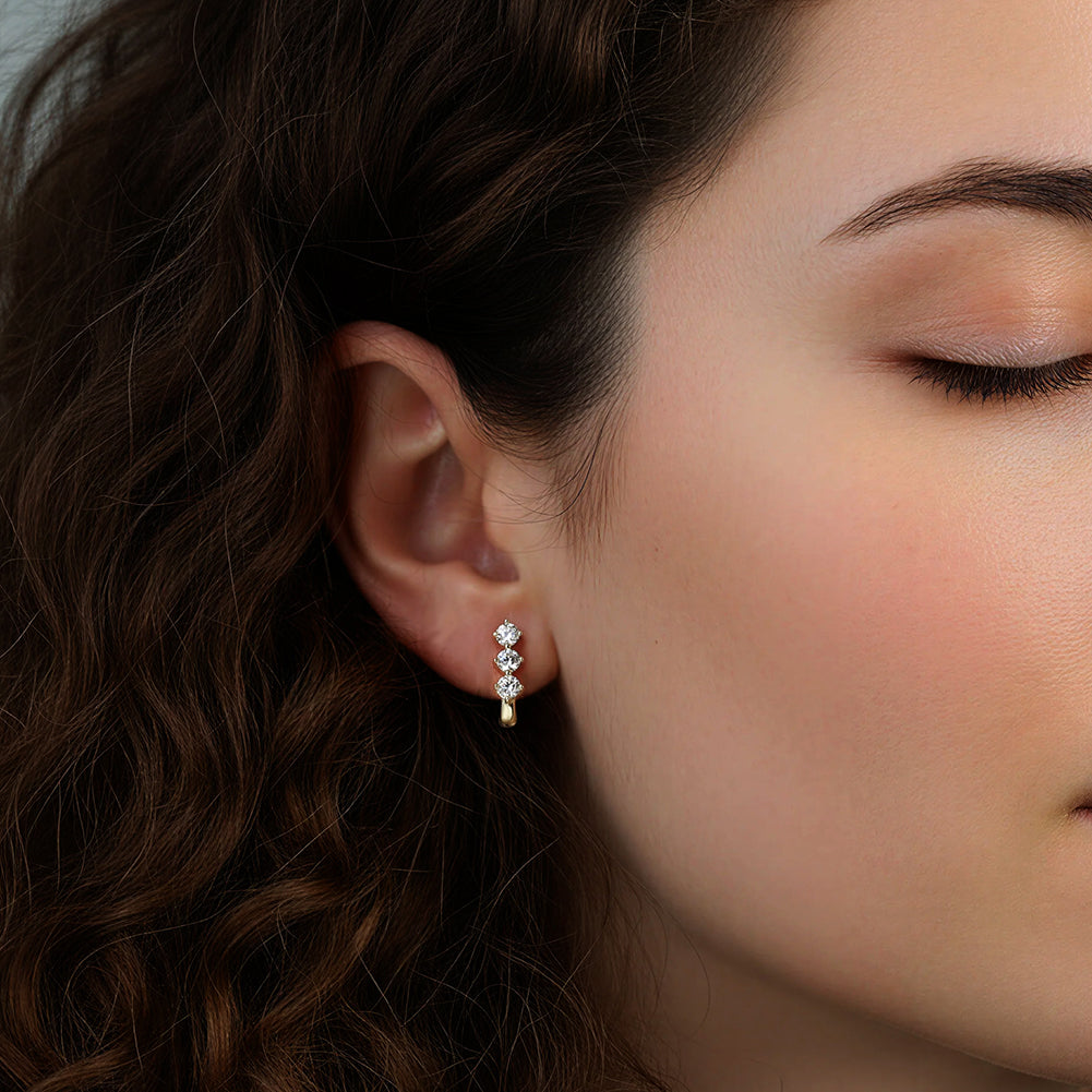 Trinity Moissanite Huggies Earrings
