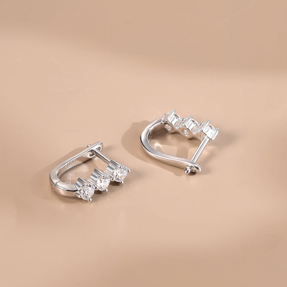 Trinity Moissanite Huggies Earrings