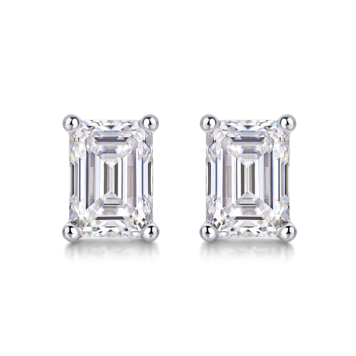 2ctw Emerald-Cut Moissanite Stud Earrings