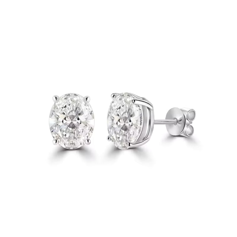 2ctw Oval-Cut Moissanite Stud Earrings