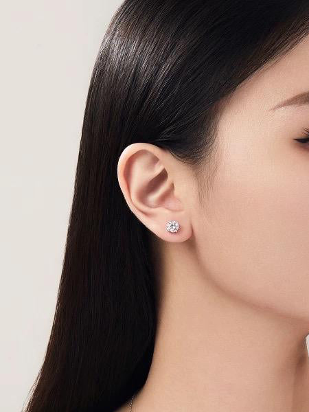 4ctw Round Moissanite Stud Earrings
