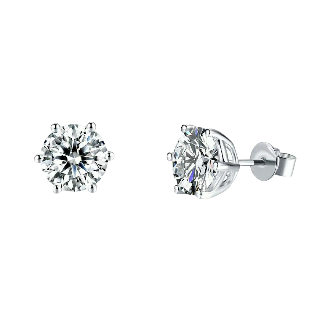 4ctw Round Moissanite Stud Earrings