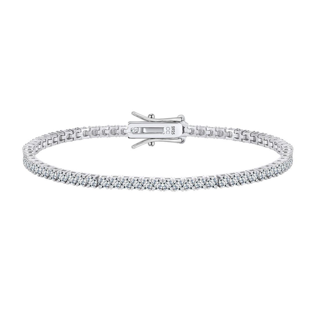 2mm Moissanite Tennis Bracelet in Rhodium-Plated 925 Sterling Silver