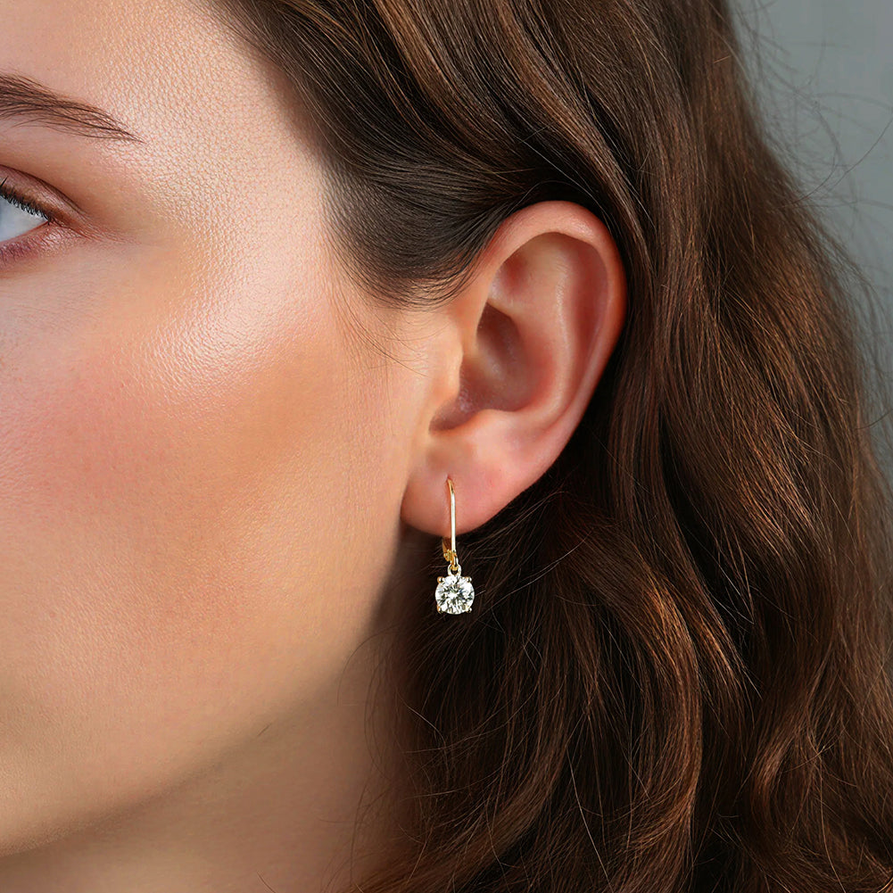 Classic Solitaire Moissanite Huggies Earrings