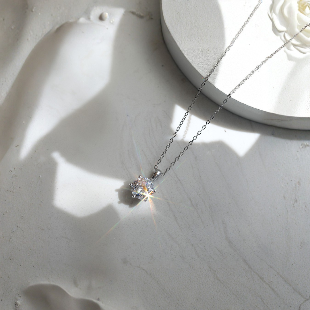2ct Round Moissanite Necklace in 925 Sterling Silver | D Color VVS