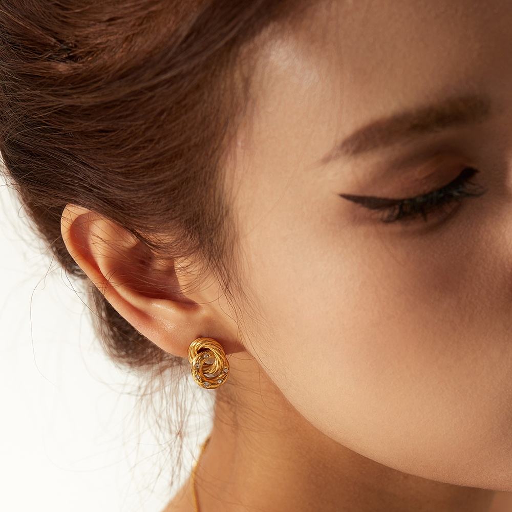 Twisted Halo CZ Studs Earrings