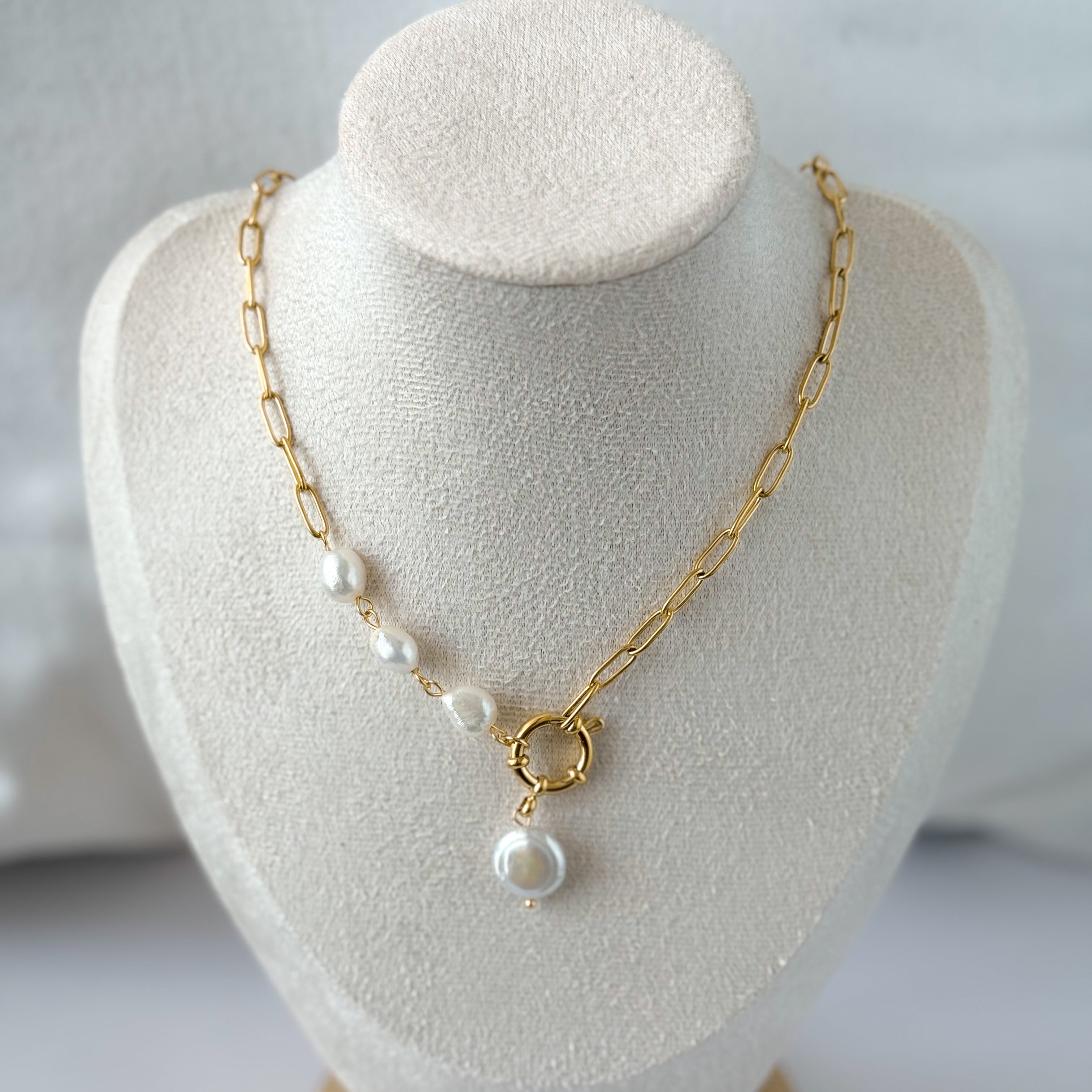 Opal Pearl Chain Necklace