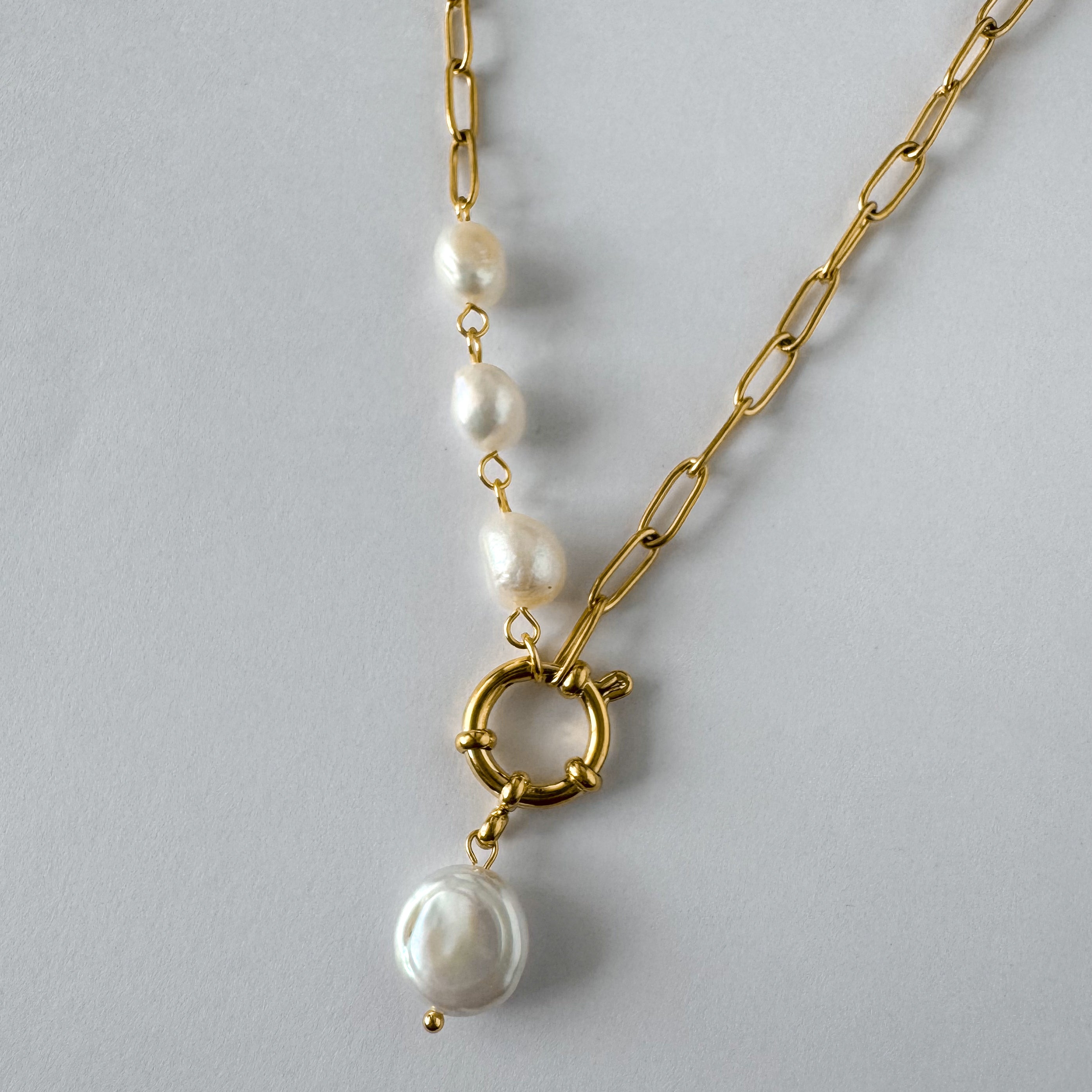 Opal Pearl Chain Necklace