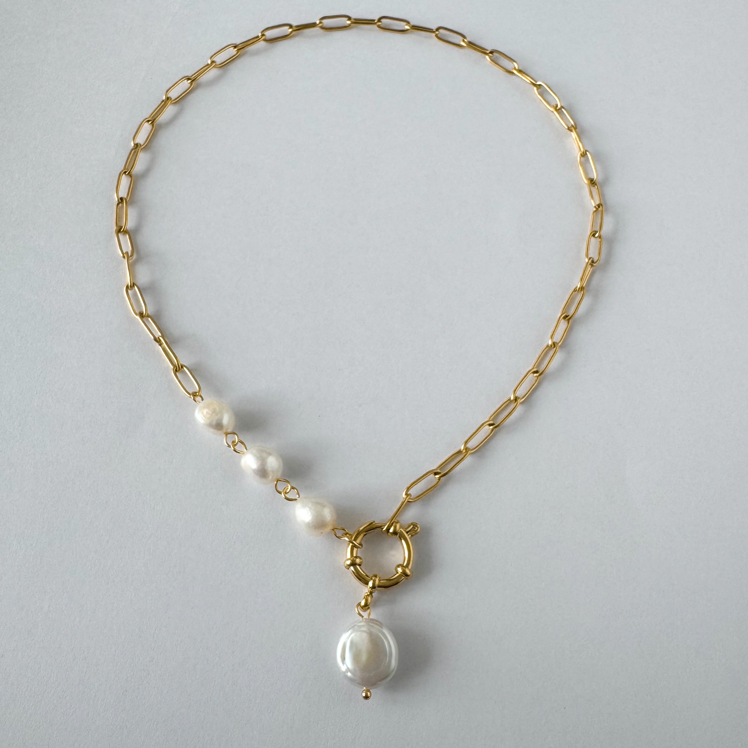 Opal Pearl Chain Necklace