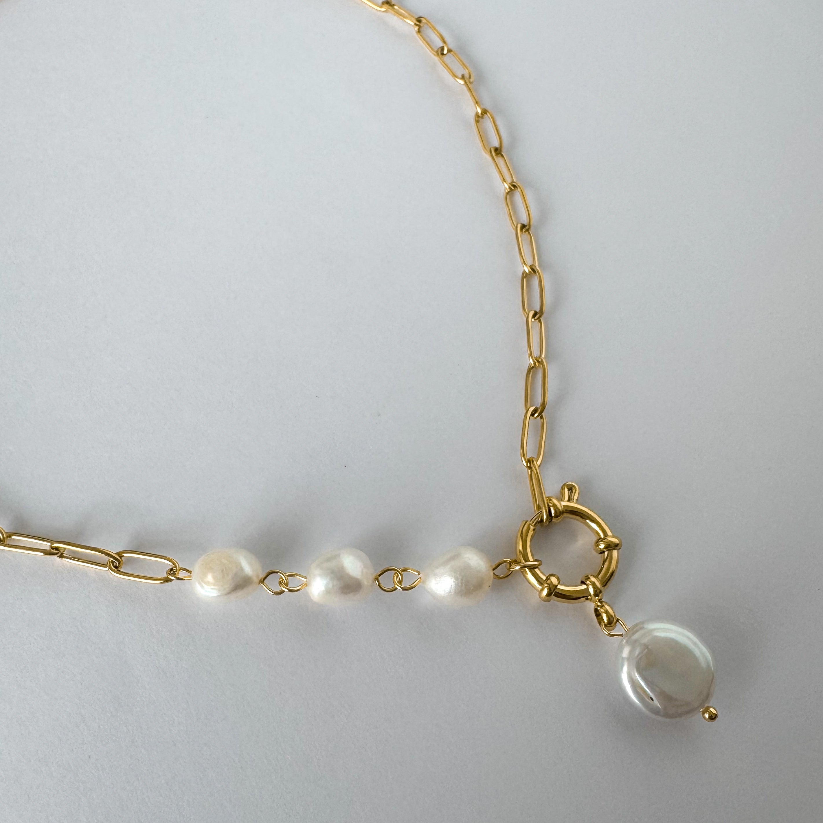 Opal Pearl Chain Necklace