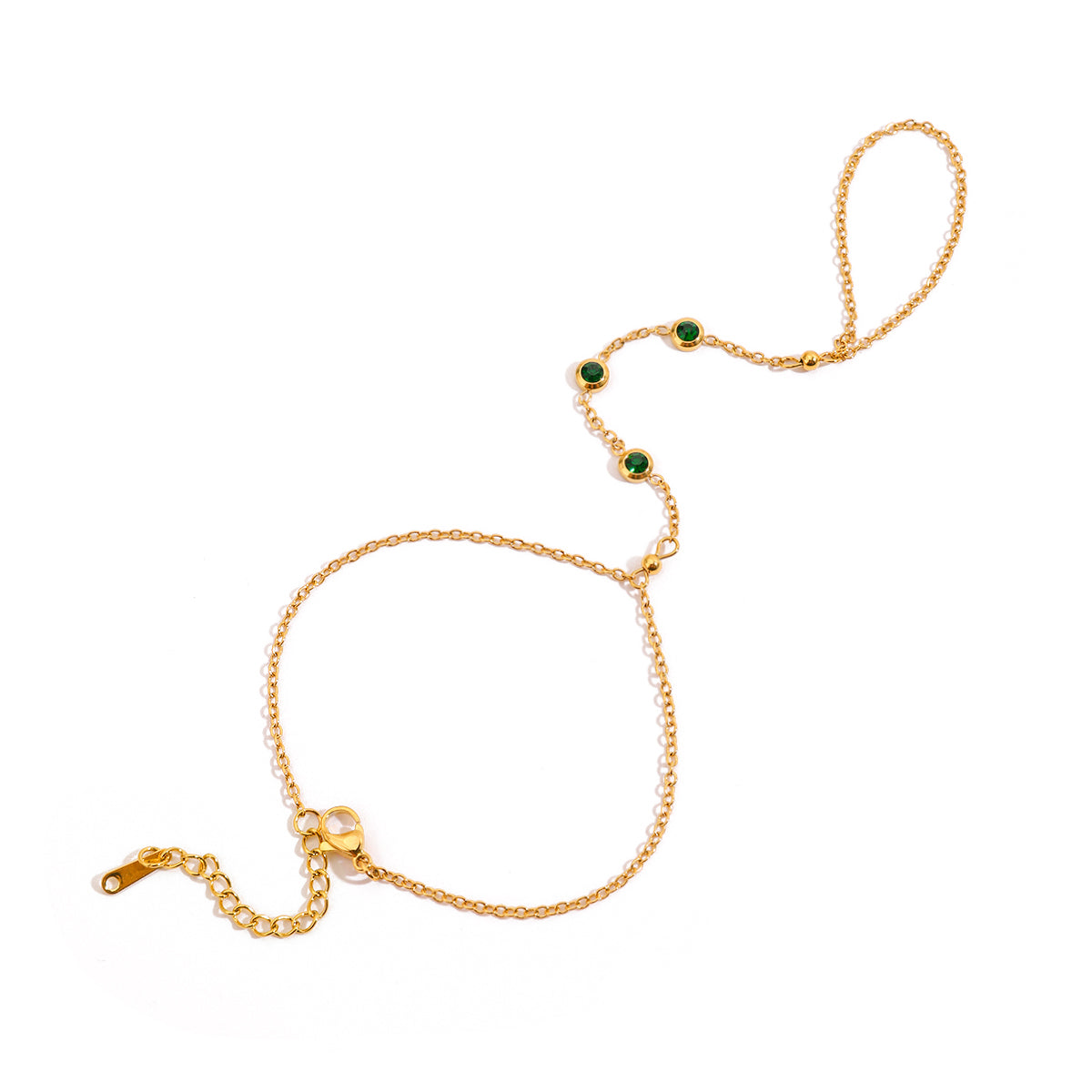 Civana – Three  Dark Green CZ Bracelet, 18K Gold Finish