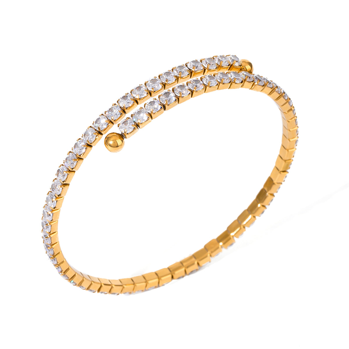 Cazira – White CZ Full Zircon Bracelet, 18K Gold Finish