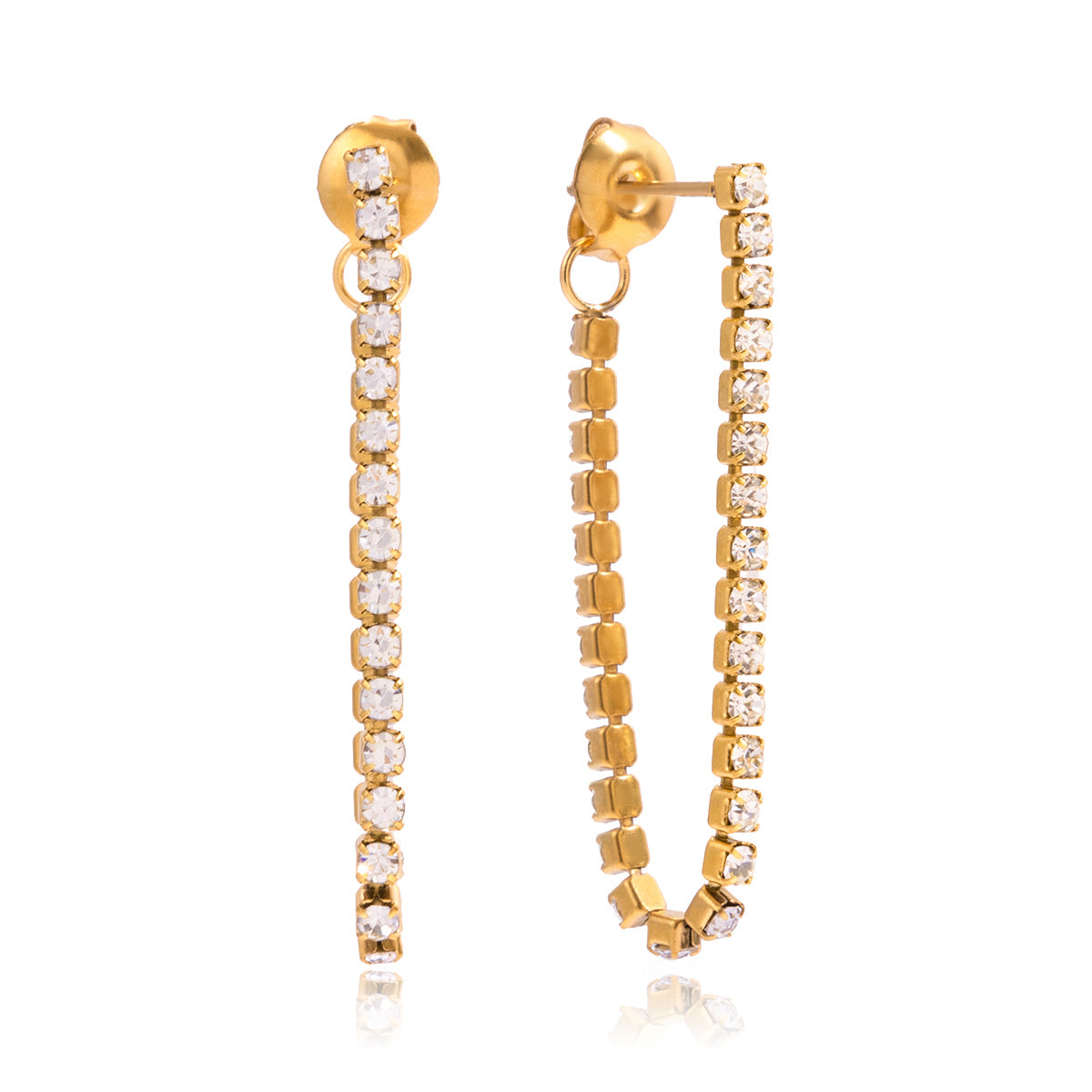 Cerys – Elegant White CZ Drop Earrings, 18K Gold Finish