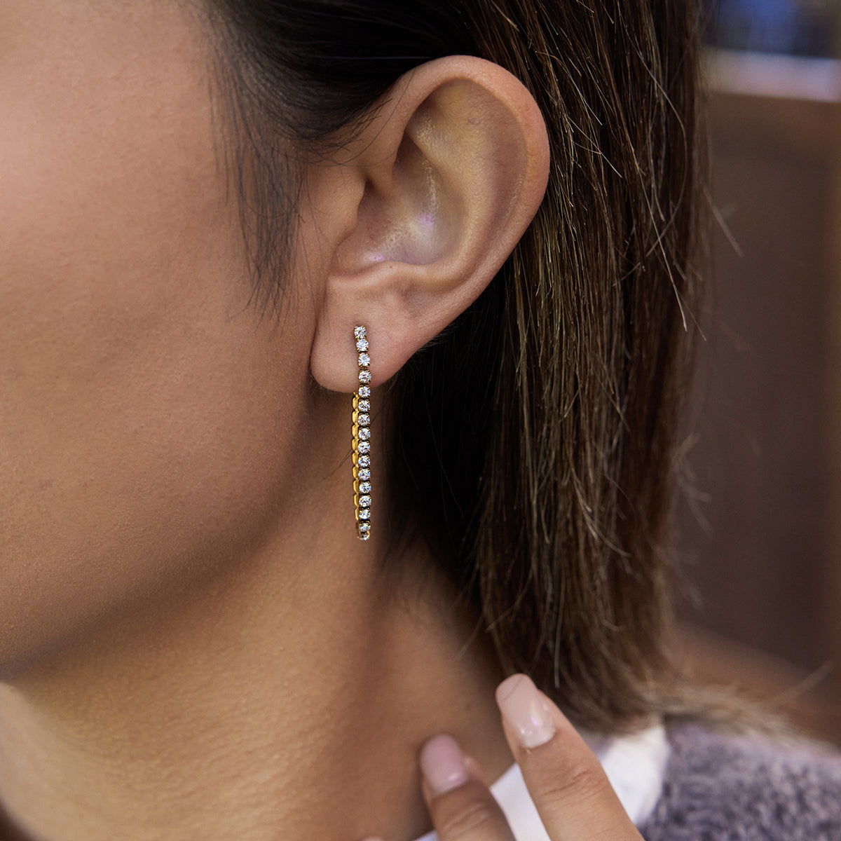 Cerys – Elegant White CZ Drop Earrings, 18K Gold Finish