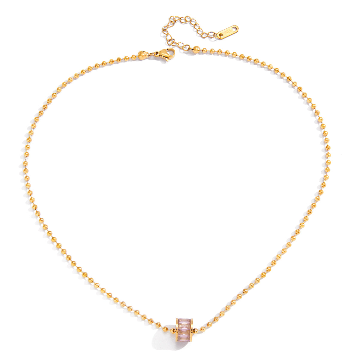 Carissa – Pink CZ Necklace, 18K Gold Finish