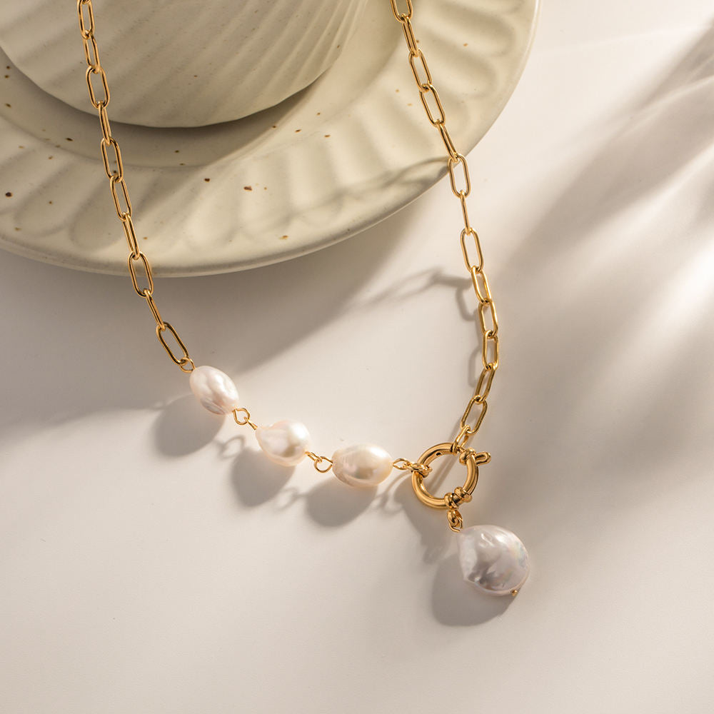 Opal Pearl Chain Necklace