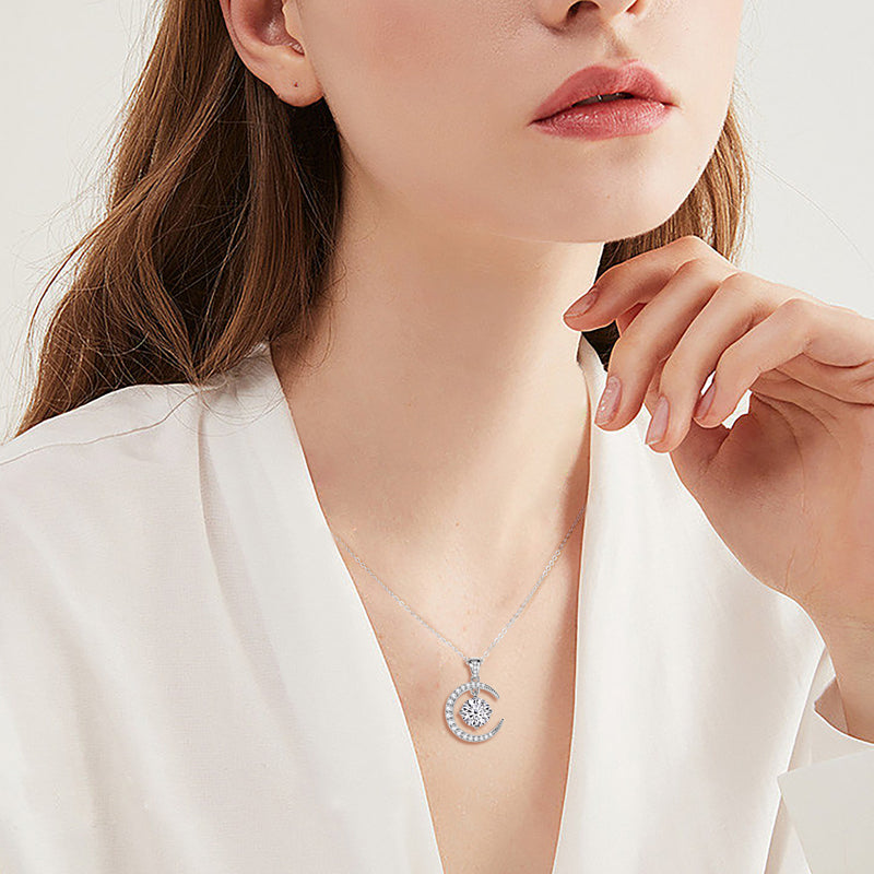 Layluna 2CT Moissanite Crescent Necklace