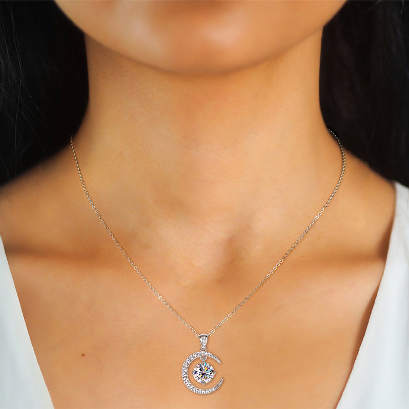 Layluna 2CT Moissanite Crescent Necklace