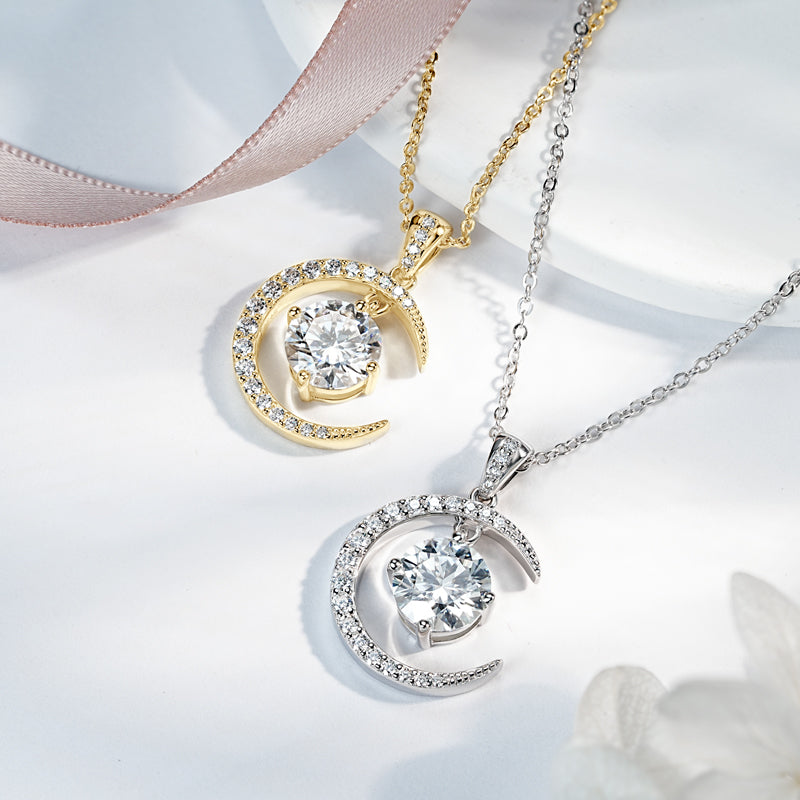 Layluna 2CT Moissanite Crescent Necklace